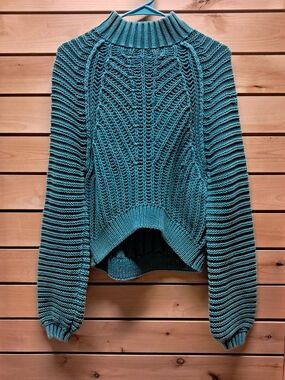 Free People Chunky Mock Neck Cable Knit Sweater Size S